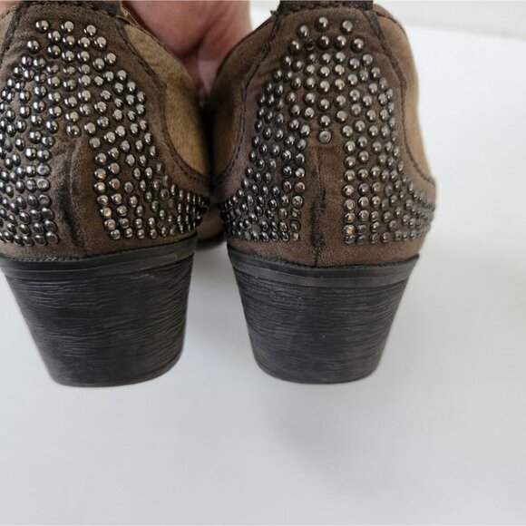 SAM EDELMAN | Halton Western Ankle Bootie Brown Taupe Leather embellished sz 6M - Picture 5 of 7